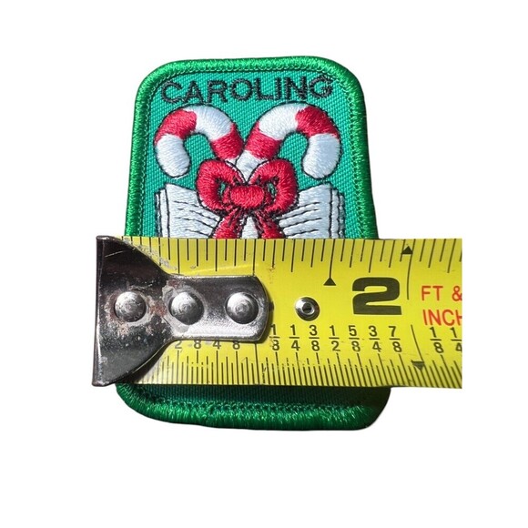 Vintage Girl Scouts Caroling Patch – 3” Green Candy Cane Holiday Embroidered - Picture 2 of 3